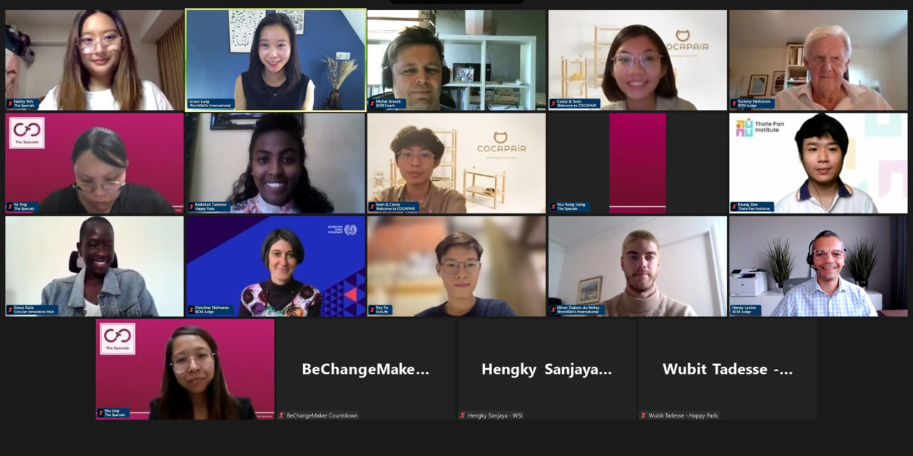 A screenshot of the Zoom event where teams pitched their ideas to a live audience and judges.