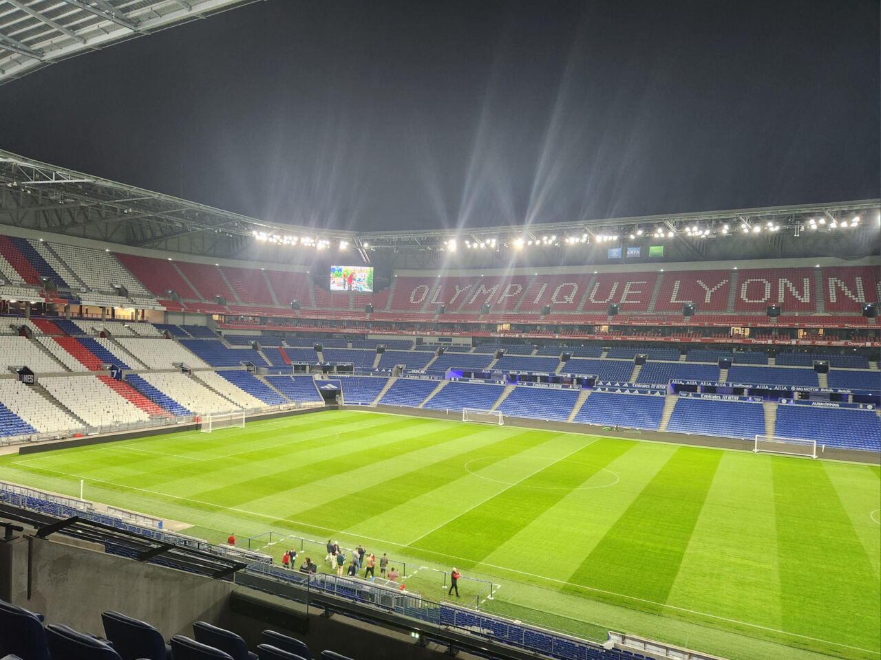A view of the football pitch from the stands of Groupama Stadium, where the WorldSkills Lyon 2024 Closing Ceremony will take place.