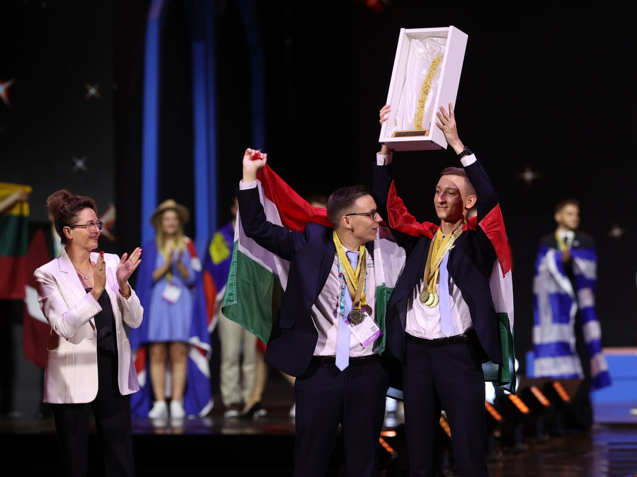 Tamas Bandur and Zsolt Koncsik of Hungary celebrate winning the Jos de Goey Best in Europe Award 2023. Tamas Bandur and Zsolt Koncsik of Hungary celebrate winning the Jos de Goey Best in Europe Award 2023.