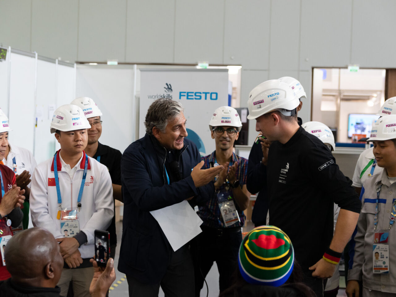 Lukas Kohl receiving the Sustainability Award for Water Technology, presented by WorldSkills and Festo.
