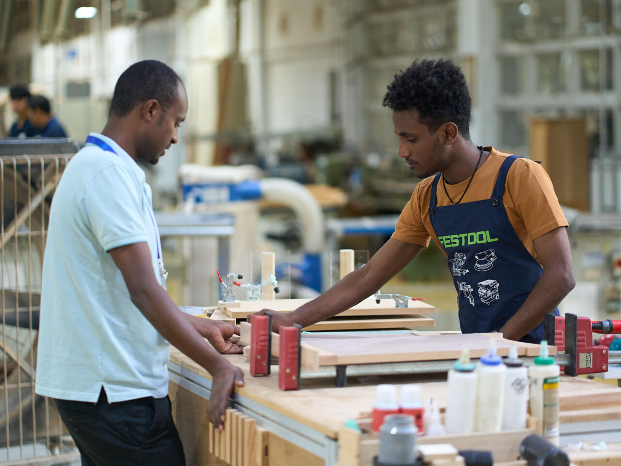 Two competitors measuring wood at a Skills Cooperation Workshop hosted by WorldSkills Chinese Taipei in June and July 2024.

 
