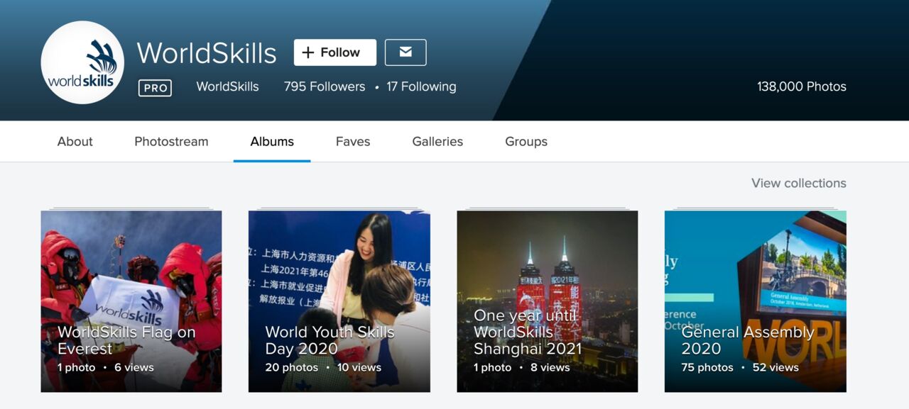 A screenshot of the Flickr website to illustrate how to navigate to collections.